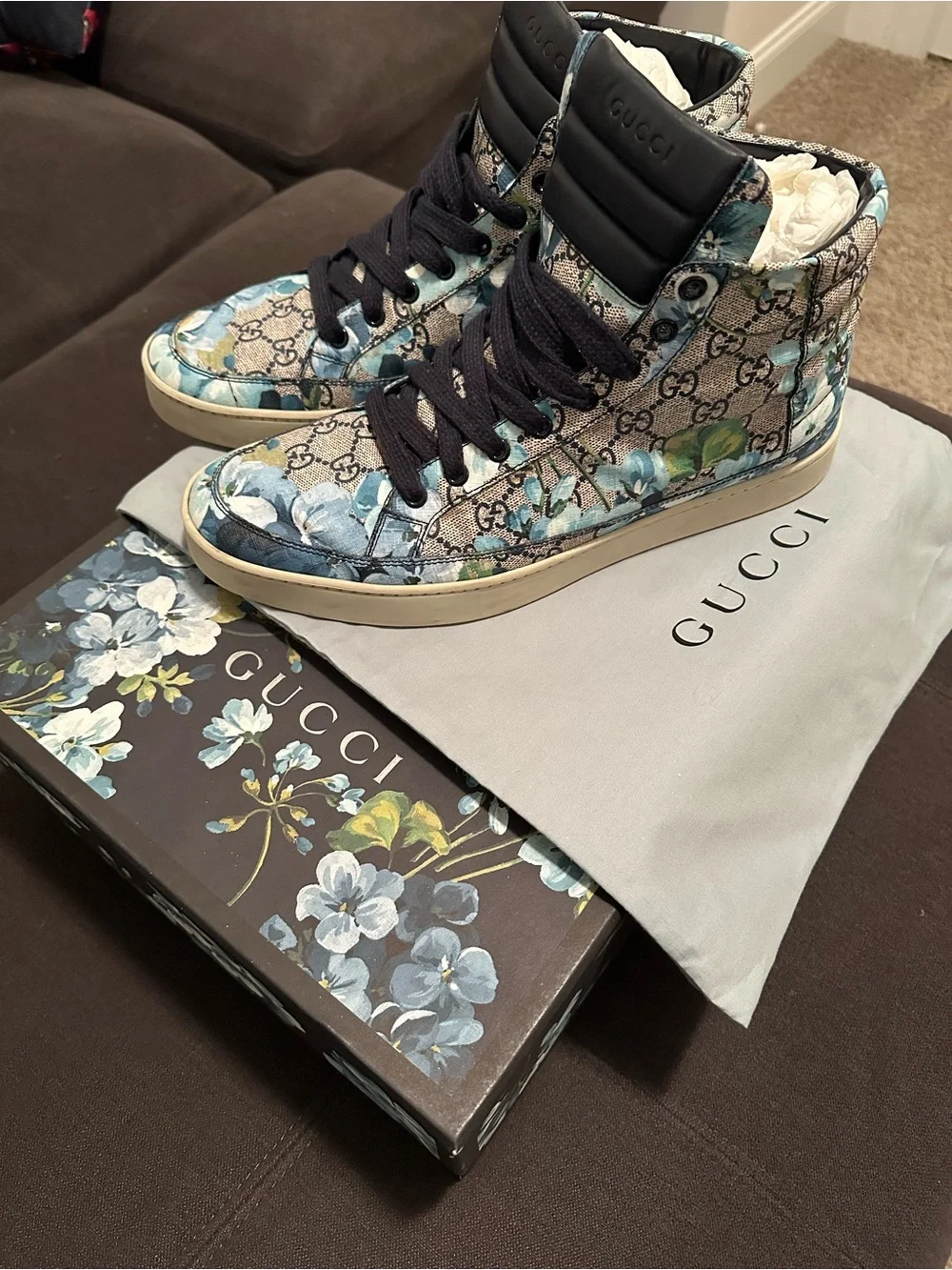 Gucci Blooms Blue High Tops - Gucci 10 (US 11) - Picture 1 of 5
